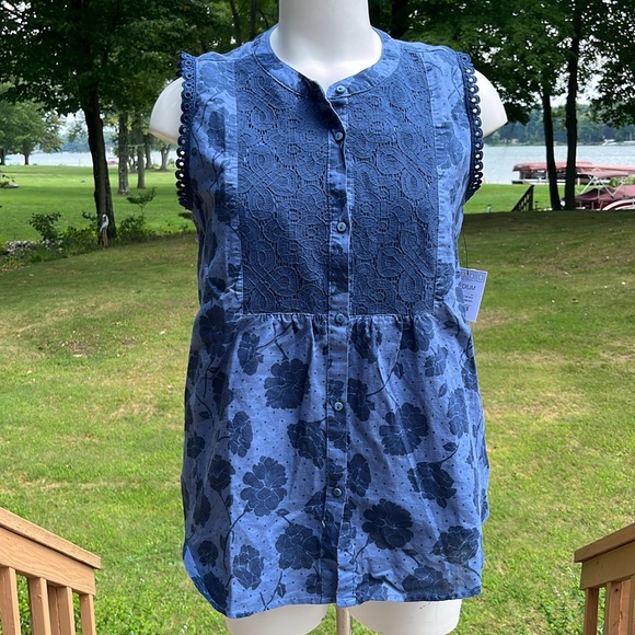 NWT Liz Claiborne linen/cotton blouse M-L - Picture 1 of 7